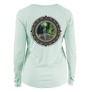 Retro Compass Redwood National Park Long Sleeve Microfiber Women's T-Shirt