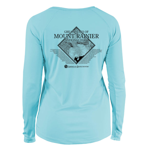 Mount Rainier Peaks Diamond Topo Long Sleeve Microfiber Women's T-Shirt