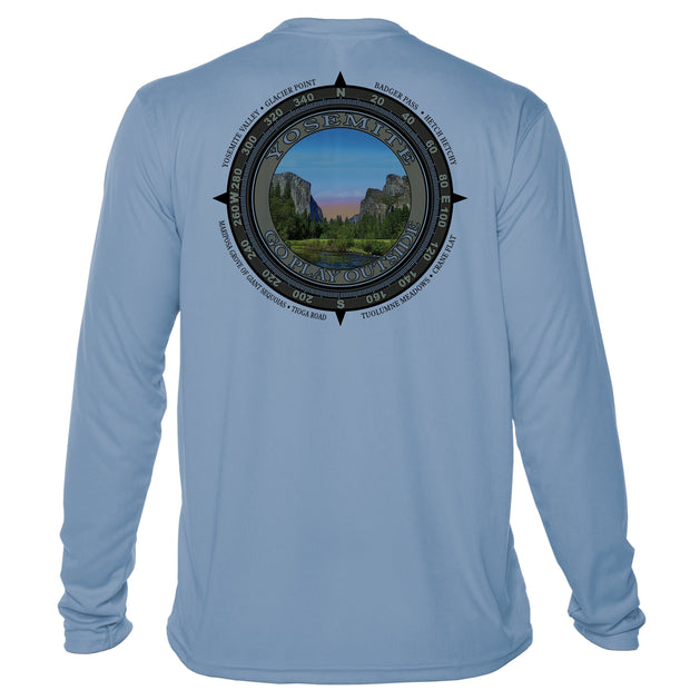 Retro Compass Yosemite National Park Microfiber Long Sleeve T-Shirt