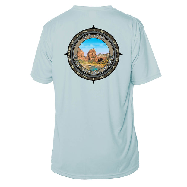 Retro Compass Zion National Park Microfiber Short Sleeve T-Shirt