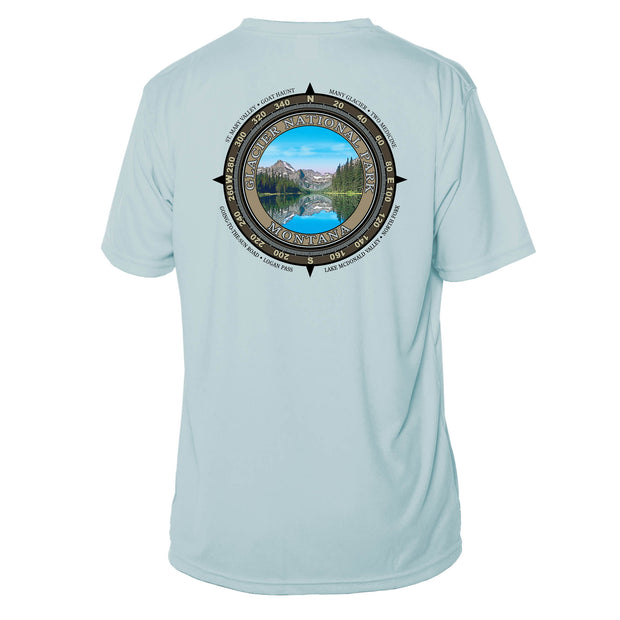 Retro Compass Glacier National Park Microfiber Short Sleeve T-Shirt