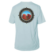 Retro Compass Cathedral Rock Microfiber Short Sleeve T-Shirt