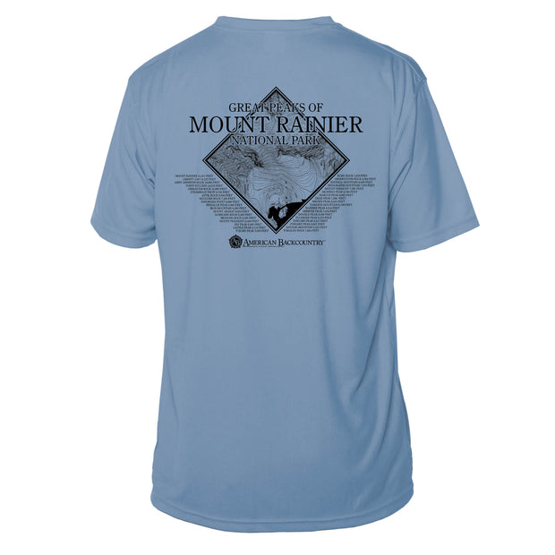 Mount Rainier Peaks Diamond Topo Short Sleeve Microfiber Men's T-Shirt