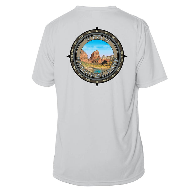 Retro Compass Zion National Park Microfiber Short Sleeve T-Shirt