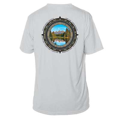 Retro Compass Grand Teton National Park Microfiber Short Sleeve T-Shirt