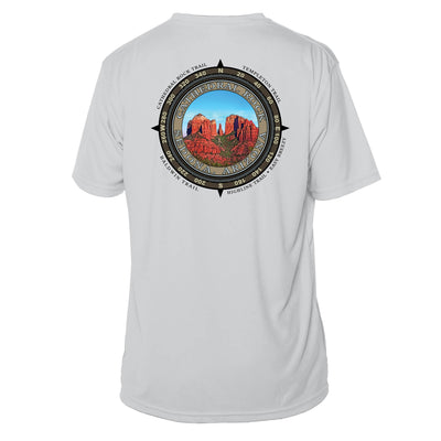 Retro Compass Cathedral Rock Microfiber Short Sleeve T-Shirt