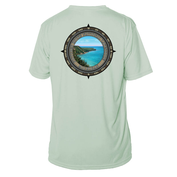 Retro Compass Pictured Rock Microfiber Short Sleeve T-Shirt