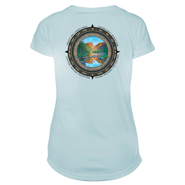 Retro Compass Rocky Mountain National Park Microfiber Short Sleeve Women's T-Shirt