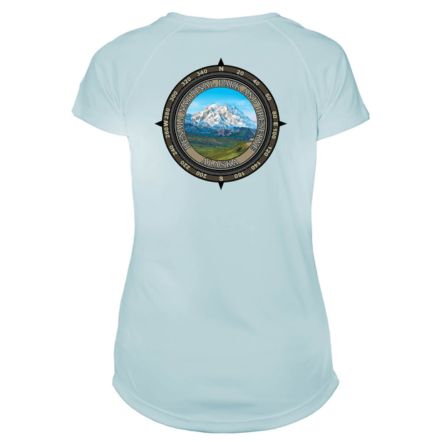 Retro Compass Denali National Park Microfiber Short Sleeve Women's T-Shirt