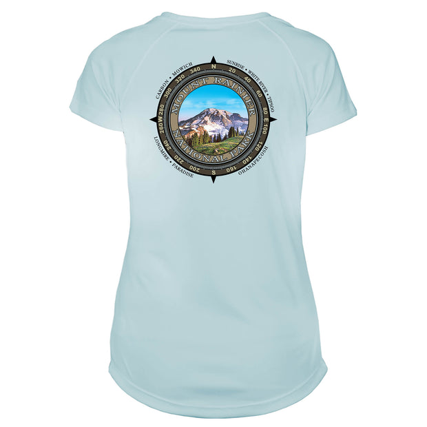 Retro Compass Mount Rainier Microfiber Short Sleeve Women's T-Shirt