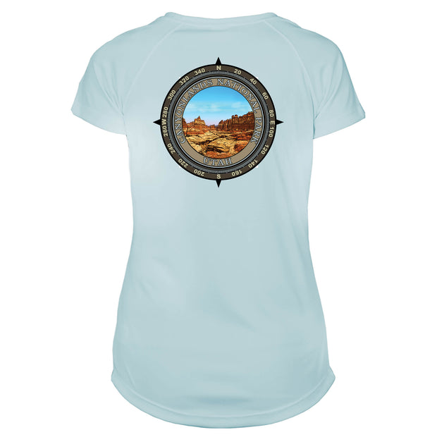 Retro Compass Canyonlands National Park Microfiber Short Sleeve Women's T-Shirt