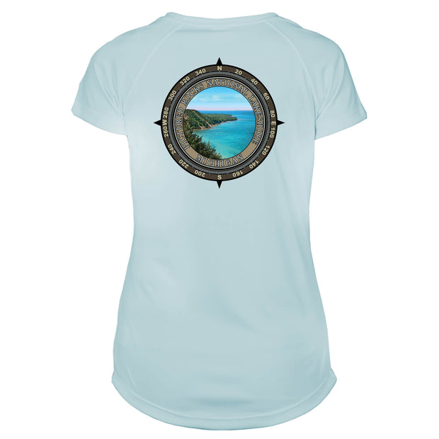 Retro Compass Pictured Rock Microfiber Short Sleeve Women's T-Shirt