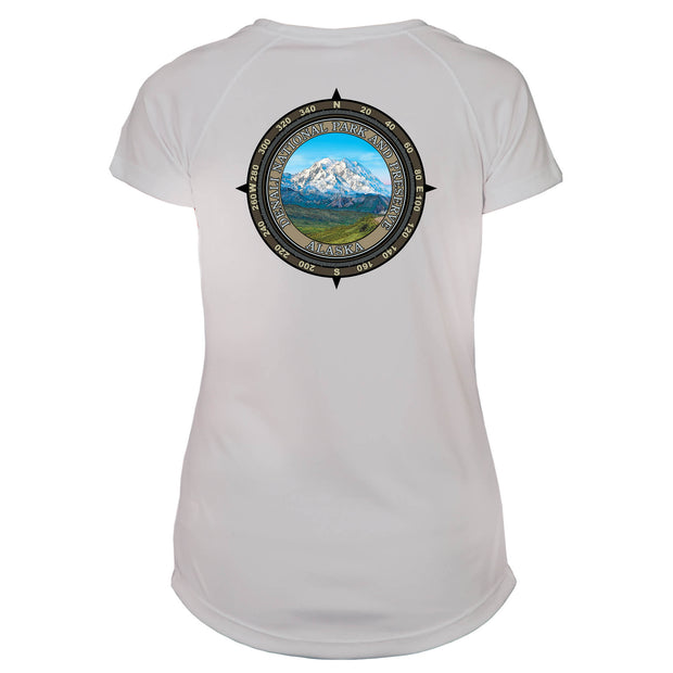 Retro Compass Denali National Park Microfiber Short Sleeve Women's T-Shirt