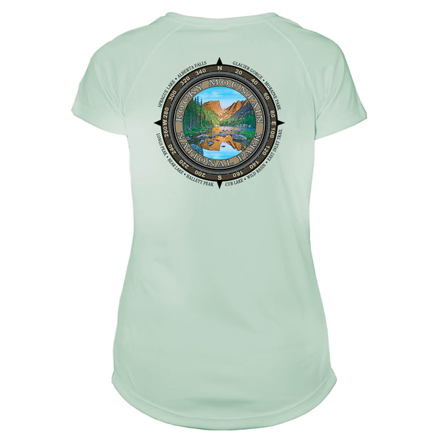 Retro Compass Rocky Mountain National Park Microfiber Short Sleeve Women's T-Shirt