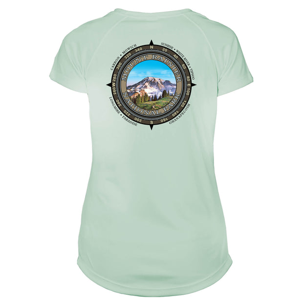 Retro Compass Mount Rainier Microfiber Short Sleeve Women's T-Shirt