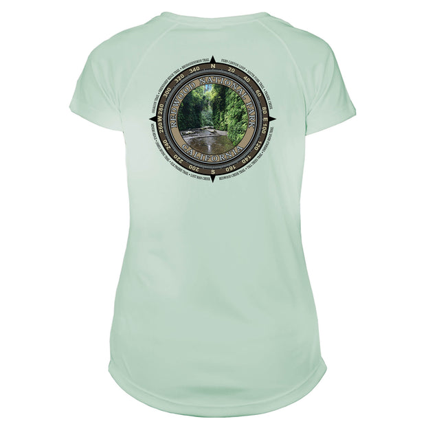 Retro Compass Redwood National Park Microfiber Short Sleeve Women's T-Shirt
