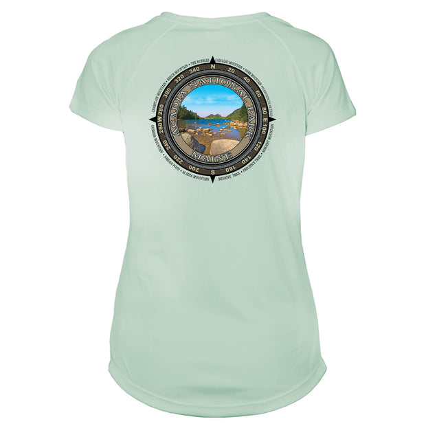 Retro Compass Acadia National Park Microfiber Short Sleeve Women's T-Shirt