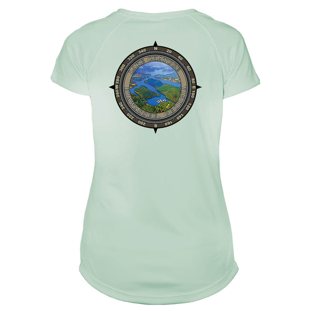 Retro Compass Lake Chatuge Microfiber Short Sleeve Women's T-Shirt