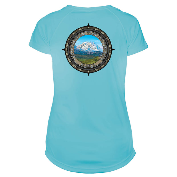 Retro Compass Denali National Park Microfiber Short Sleeve Women's T-Shirt
