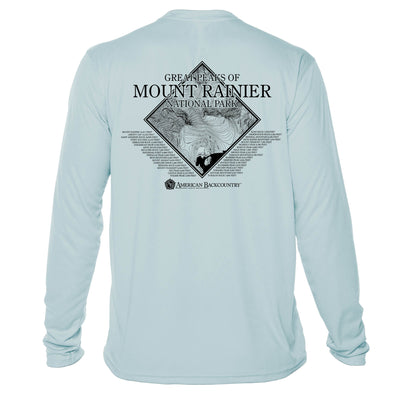 Mount Rainier Peaks Diamond Topo Long Sleeve Microfiber Men's T-Shirt