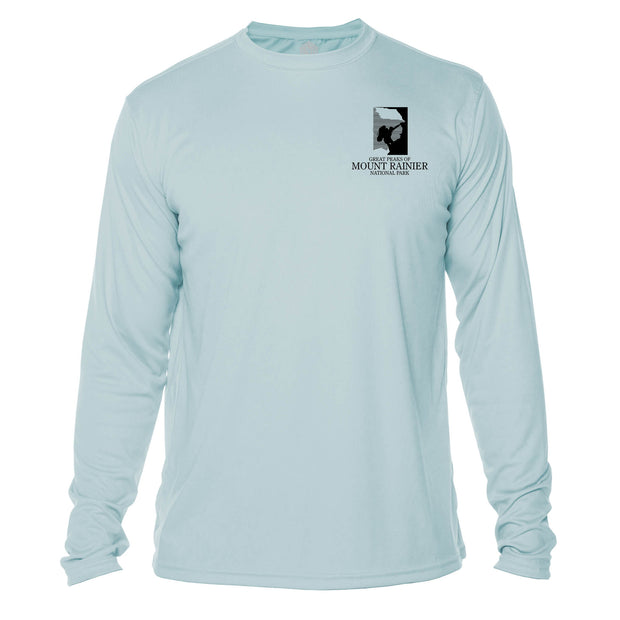 Mount Rainier Peaks Diamond Topo Long Sleeve Microfiber Men's T-Shirt