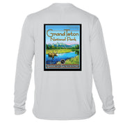 Grand Teton National Park Vintage Destinations Long Sleeve Men's Microfiber Men's T-Shirt