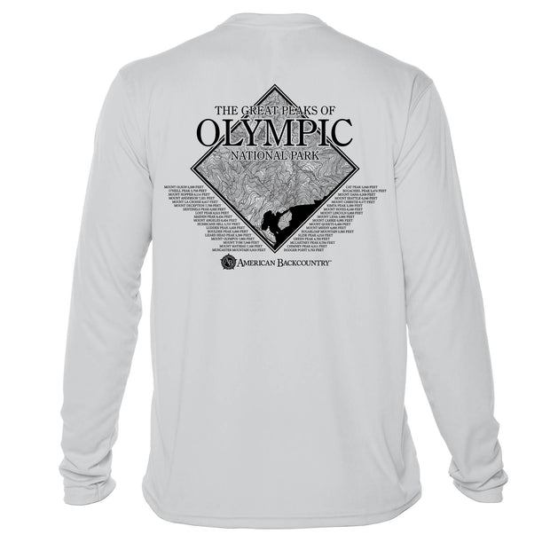 Olympic National Park Diamond Topo Long Sleeve Microfiber Men's T-Shirt