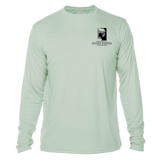 Mount Rainier Peaks Diamond Topo Long Sleeve Microfiber Men's T-Shirt