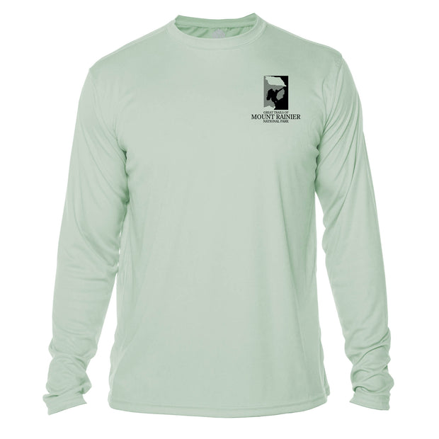 Mount Rainier Trails Diamond Topo Long Sleeve Microfiber Men's T-Shirt