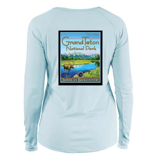 Grand Teton National Park Vintage Destinations Long Sleeve Microfiber Women's T-Shirt