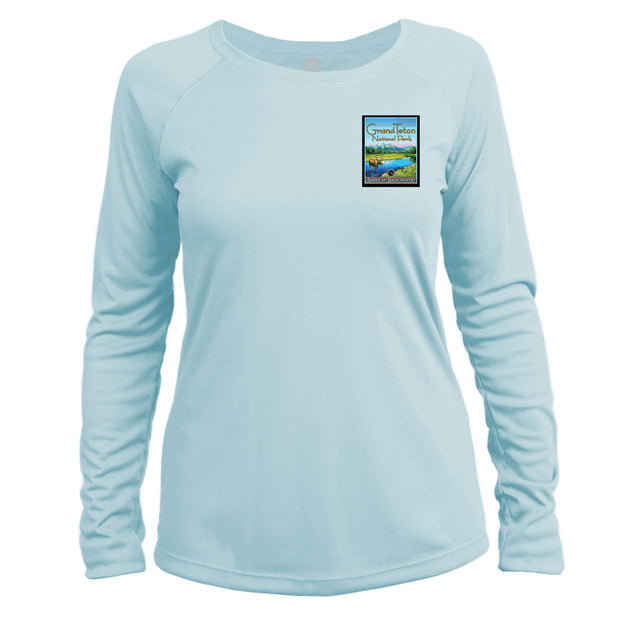 Grand Teton National Park Vintage Destinations Long Sleeve Microfiber Women's T-Shirt