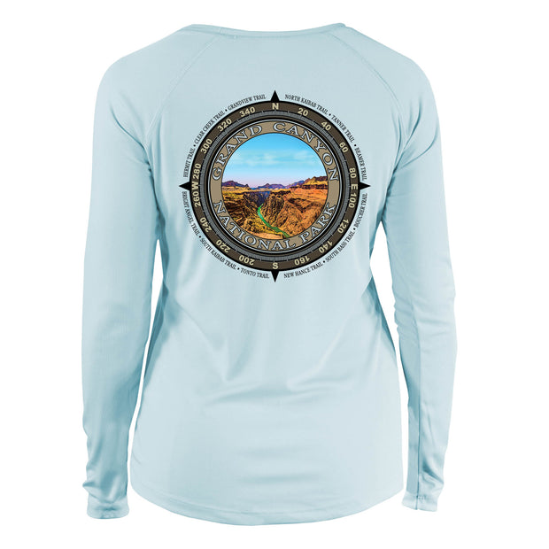 Retro Compass Grand Canyon National Park Long Sleeve Microfiber Women's T-Shirt