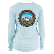 Retro Compass Mount Rainier Long Sleeve Microfiber Women's T-Shirt