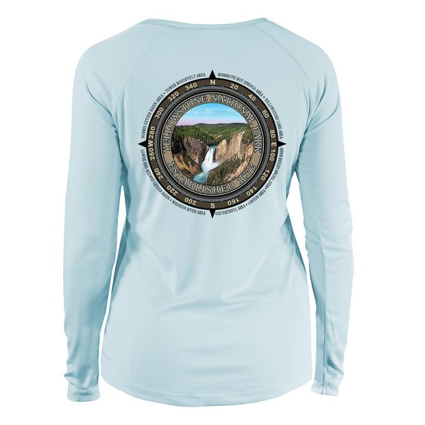 Retro Compass Yellowstone National Park Long Sleeve Microfiber Women's T-Shirt