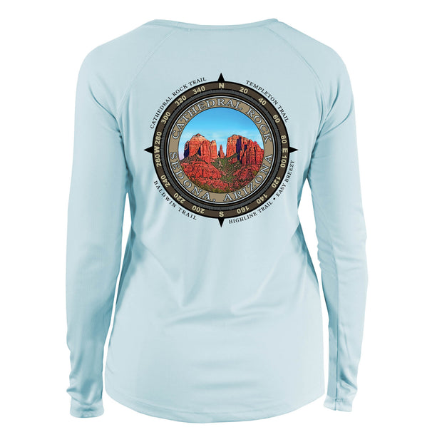 Retro Compass Cathedral Rock Long Sleeve Microfiber Women's T-Shirt