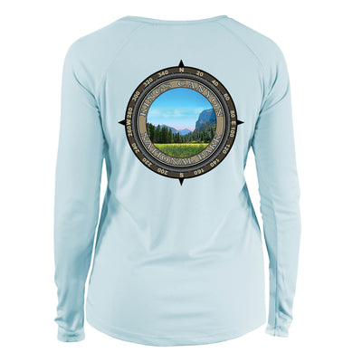 Retro Compass Kings Canyon National Park Long Sleeve Microfiber Women's T-Shirt
