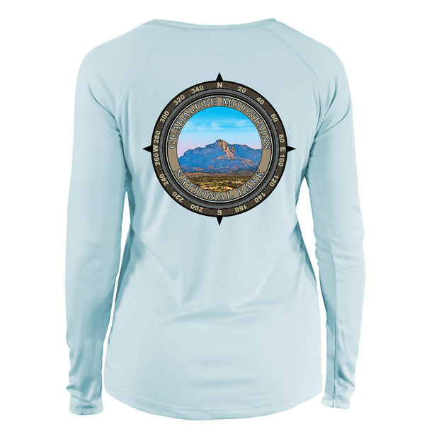 Retro Compass Guadalupe Mountains Long Sleeve Microfiber Women's T-Shirt