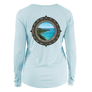 Retro Compass Pictured Rock Long Sleeve Microfiber Women's T-Shirt