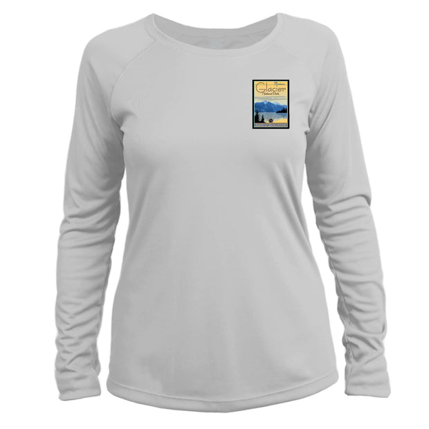 Glacier National Park Vintage Destinations Long Sleeve Microfiber Women's T-Shirt
