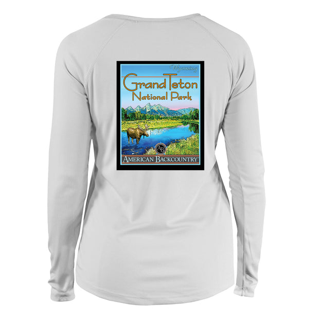Grand Teton National Park Vintage Destinations Long Sleeve Microfiber Women's T-Shirt