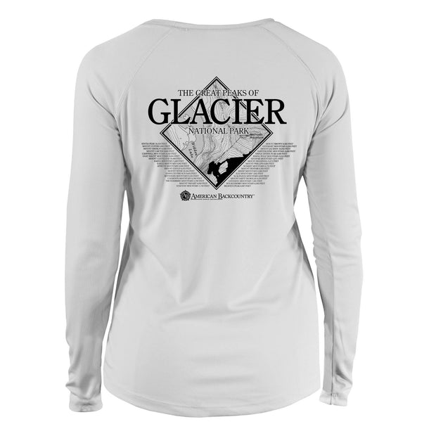 Glacier National Park Diamond Topo Long Sleeve Microfiber Women's T-Shirt