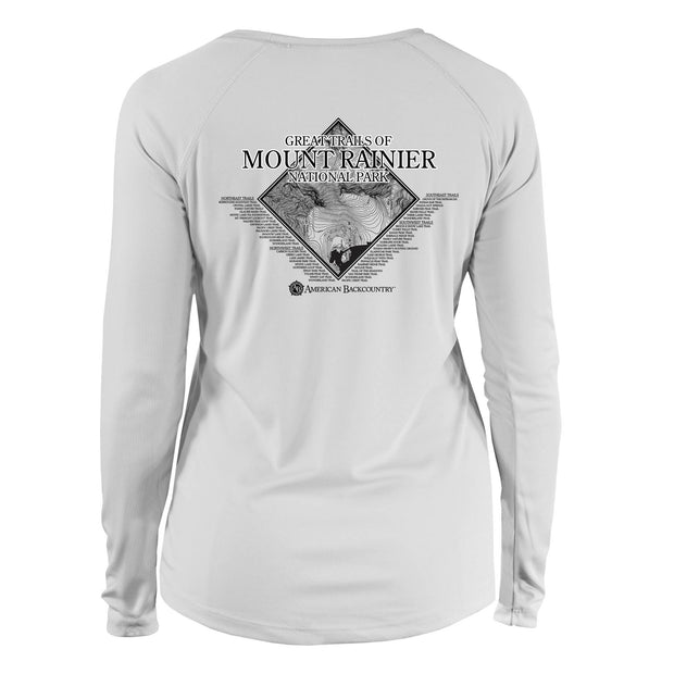 Mount Rainier Trails Diamond Topo Long Sleeve Microfiber Women's T-Shirt