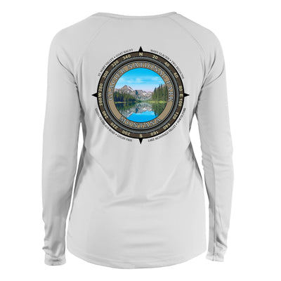 Retro Compass Glacier National Park Long Sleeve Microfiber Women's T-Shirt