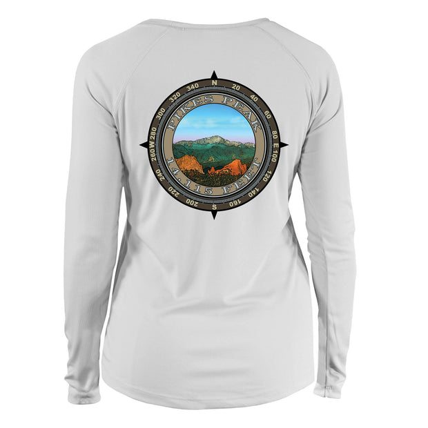 Retro Compass Pikes Peak Long Sleeve Microfiber Women's T-Shirt