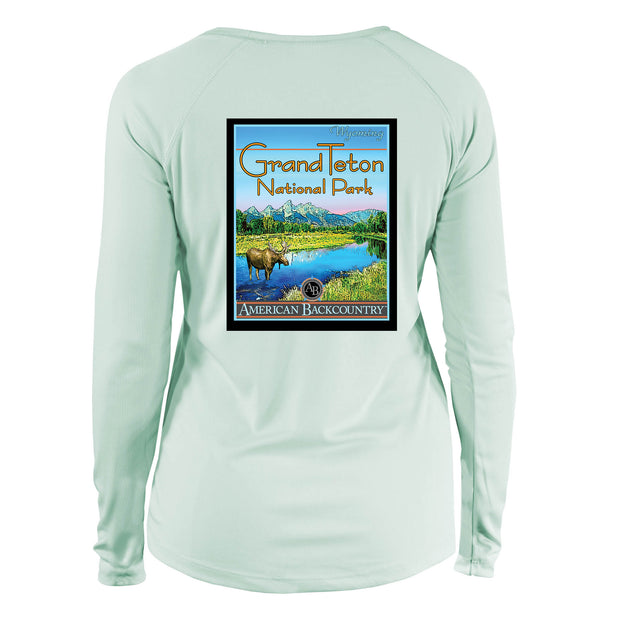 Grand Teton National Park Vintage Destinations Long Sleeve Microfiber Women's T-Shirt