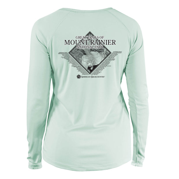 Mount Rainier Trails Diamond Topo Long Sleeve Microfiber Women's T-Shirt