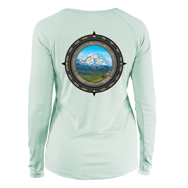 Retro Compass Denali National Park Long Sleeve Microfiber Women's T-Shirt