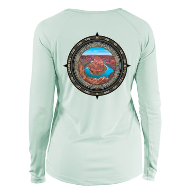 Retro Compass Glen Canyon National Recreation Area Long Sleeve Microfiber Women's T-Shirt