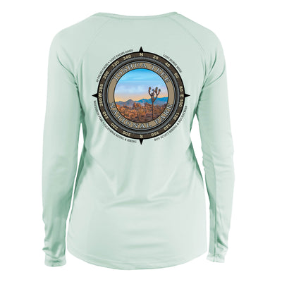 Retro Compass Joshua Tree National Park Long Sleeve Microfiber Women's T-Shirt