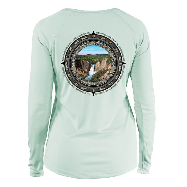 Retro Compass Yellowstone National Park Long Sleeve Microfiber Women's T-Shirt